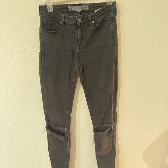 Brandy Melville jeans 26 Sm distressed gray straight bootcut frayed ripped jean - Picture 8 of 15